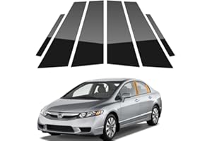 AUTOJOY CLUB 6PCS Black Pillar Posts Door Trim Cover Window Kit Fit for H0nda Civic 2006-2011