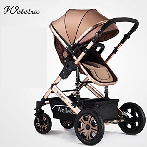 Bidirectional, High-view, Aluminum Alloy, Shock Absorption, Portable and Foldable Stroller for Baby to Sit or Lie down (Khaki)
