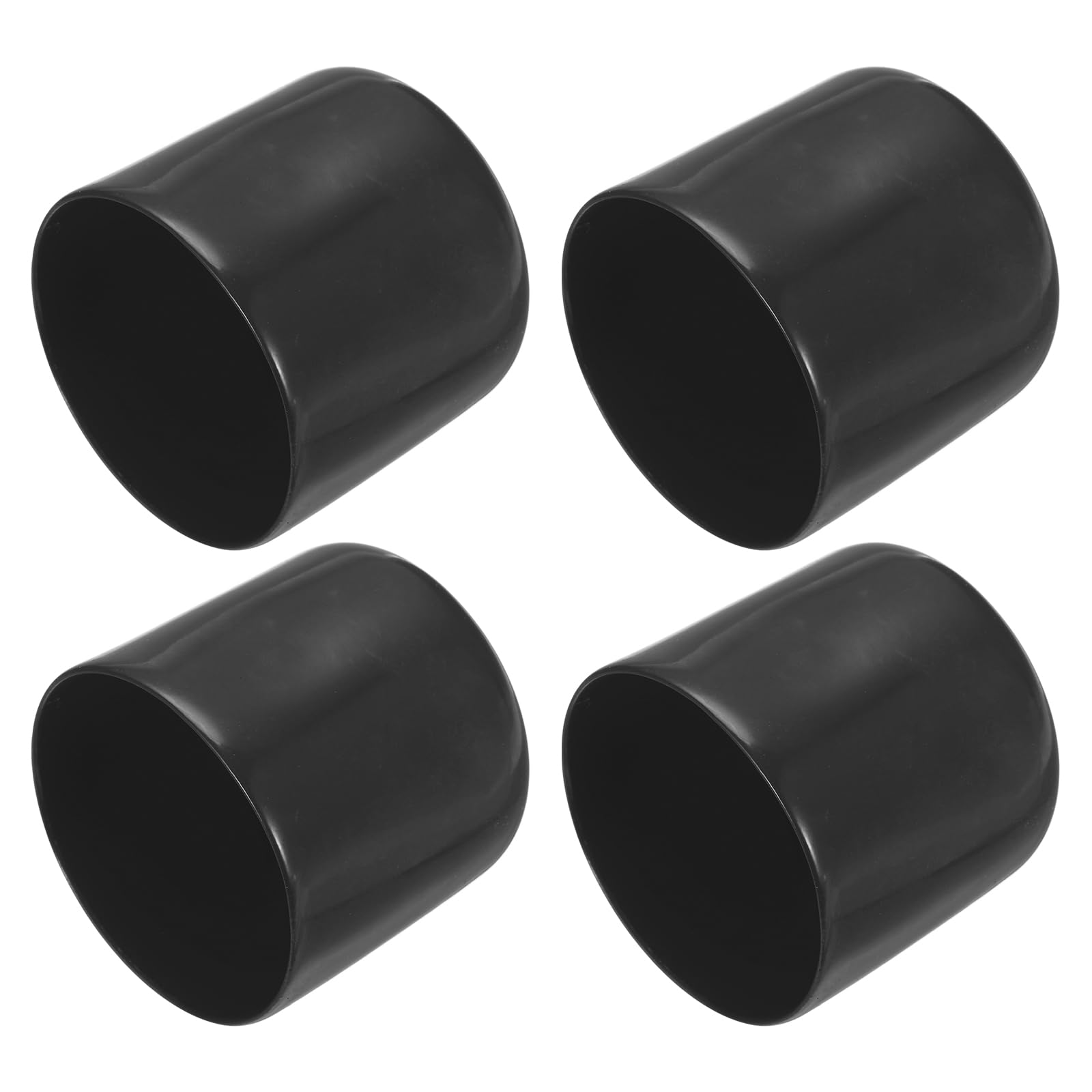 PATIKIL 45MM Vinyl Rubber End Caps, 4 Pack Flexible Bolt Screw Covers Caps Round Thread Protector Caps for Metal Tubing Rod Bolts, Black