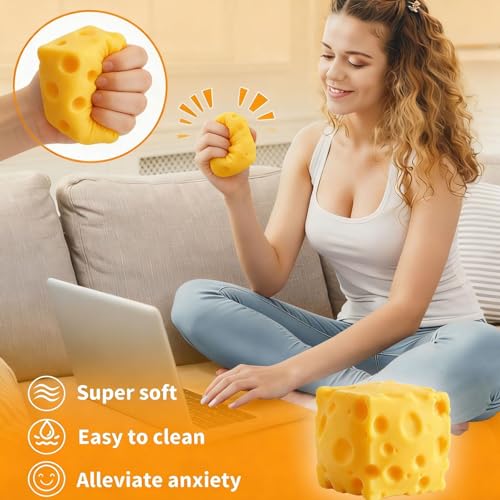 Last Page® 10cm Cheese Squishy Slow Rising, Soft Squishy Cheese Block Squeeze Fidget Toy, Mini Stress Relief Sensory for Adults, Cute Desk Toy Gift (1PCS)