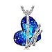 QIANSE Heart of Ocean Pendant Necklace Christmas Jewelry Gifts for Women Swarovski Crystals Necklaces Birthday Gifts Anniversary Gifts for Girlfriend Wife Daughter Sapphire Blue Necklaces for Her