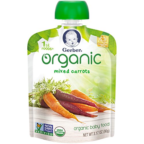 Gerber Organic 1st Foods Baby Food, Mixed Carrots, 3.17 oz Pouch (Pack of 12)