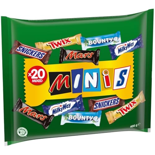 Mixed Minis Schokolade Großpackung, 20 Mini-Schokoriegel Snacks(Mars, Snickers, Bounty, Twix, Milky Way), als Süßigkeiten, Schokoladen Geschenk, Süßigkeiten Box,400g thumbnail 2