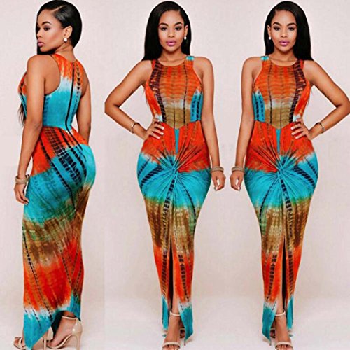 Beautyvan New Women Summer Casual Sleeveless Traditional African Print Party Dress (M, Multicolor)