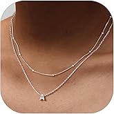 PROSILVER S925 Sterling Silver Necklace for Women Layered Initial Pendant Necklaces Women's Dainty Silver Chain Trendy Charm Necklace Letter A-Z