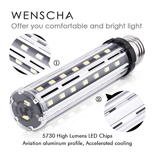 Wenscha LED Corn Light Bulb E26/E27 15W (120W Equivalent) 6000k Cool Daylight LED Energy Saving Home Light Corn Bulb 1500Lm AC85~265V Non-Dimmable (Pack of 4)