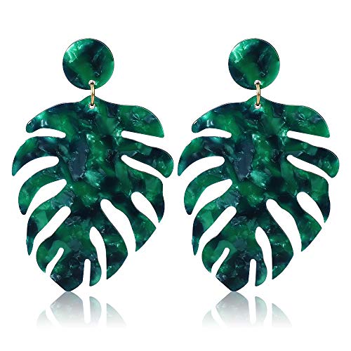 Acrylic Earrings for Women Drop Dangle Leaf Earrings Resin Minimalist Bohemian Statement Jewelry (Acrylic earrings Long Green) - Thumbnail 7
