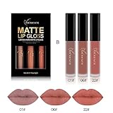 Clearance! Snowfoller 3PCS New Fashion Waterproof Matte Liquid Lipstick Cosmetic Sexy Lip Gloss Kit (B)