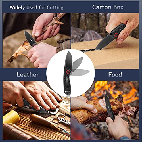 LAURISILVA Folding Knife,Pocket Knife with Carbon Fiber Handle, D2