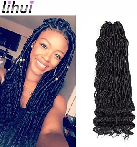 Lihui 6Pcs/Lot Goddess Faux Locs Crochet Hair Wavy Faux Locs With Curly Ends Goddess Locs Synthetic Braiding Hair Extension (20โ,#2 Color)