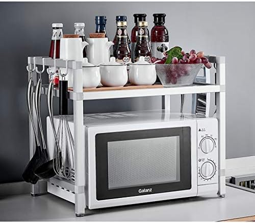 JSSFQK Kitchen Rack Double Floor Landing Multifunctional Storage Rack 52.4 * 36.4 * 45.5cm Microwave oven rack (Size : 62.4cm)