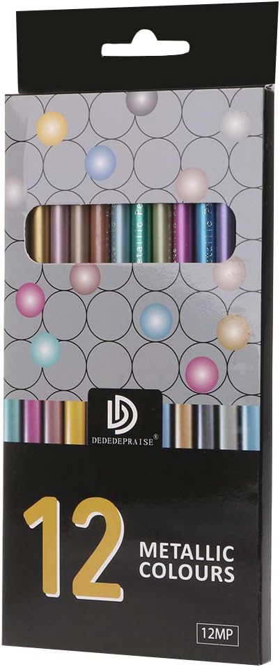 GUSENG 12Pcs Metallic Non-Toxic Colored Drawing Pencils 12 Color Drawing Sketching Pencil