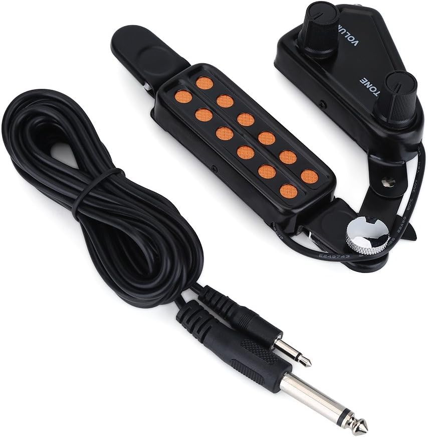 Guitar Magnetic Pickup Transducer, 12 Sound Hole Acoustic Guitar Pickup Transducer, with 9.2in Cable, for Acoustic Guitar