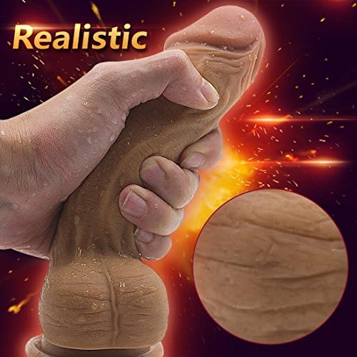 YUJR Handsfree 7.6 inch Soft Silicone Realistic Flexible Dild0 Suction Cup for Women Female Massage Wand