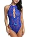 Avidlove Women Lace Lingerie Deep V Teddy One Piece Babydoll Mini Bodysuit Blue X-Large