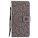 A-slim iPhone 6S Plus Wallet Case, (TM) Sun Pattern Embossed PU Leather Magnetic Flip Cover Card Holders & Hand Strap Wallet Purse Case for iPhone 6 Plus / 6S Plus [5.5 Inch] - Gray