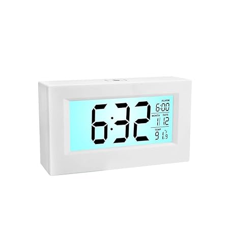 Fiestar Smart Digital Large Sensor Clock With Backlight And Temperature (White)