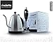 Sinsearly Cuisine - 1.2L Stainless Steel Electric Pour Over Gooseneck Kettle with Thermometer + Limited Time FREE Milk Frother & Stand - Your Complete Kit for That Perfect Cup
