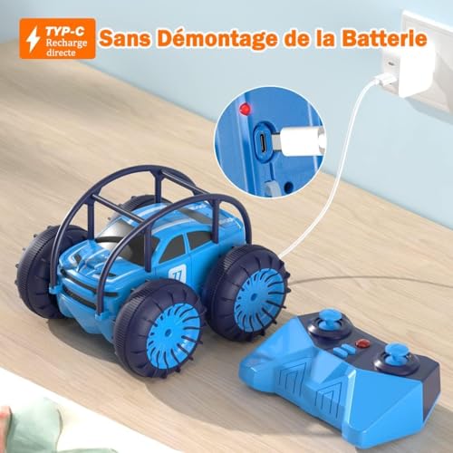MaxTronic Direct Charging Remote Control Car with Adjustable LED, Amphibious RC RC Radio Controlled for Children 4WD 360° Rotation, 2.4GHz Off-Road Car Cars Party Gift 3-12 Years Boy Girl