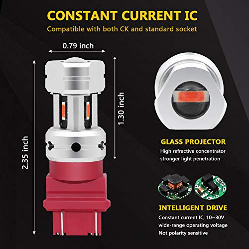 Phinlion 3057 3157 LED Red Brake Light Bulb 3600 Lumens Super Bright