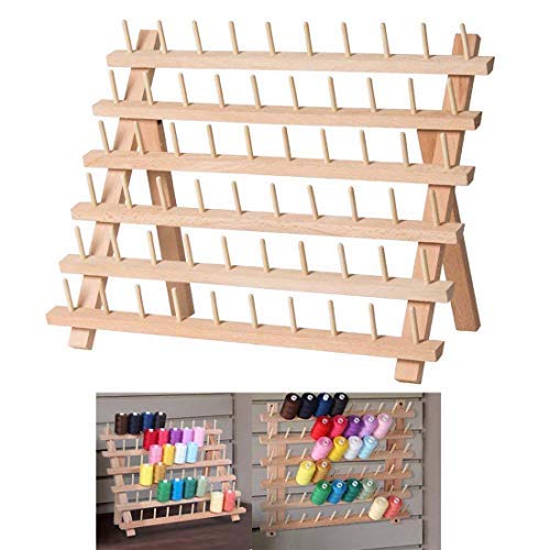 Eiito Premium Beechwood 60-Spool Sewing & Embroidery Thread Rack