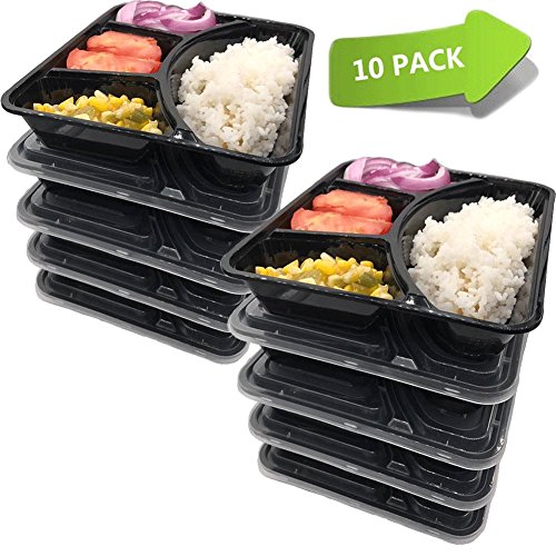 Bento Lunch Boxes,10 Pack-Reusable Bento Lunch Box,Food Storage Containers,4-Compartment Bento Box,Microwave and Dishwasher Safe By Old Tjikko