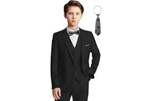 SISAVE Boys Suit for Kids 6 Pieces Formal Dresswear Set Teen Boys Tuxedo Suits for Wedding Graduation