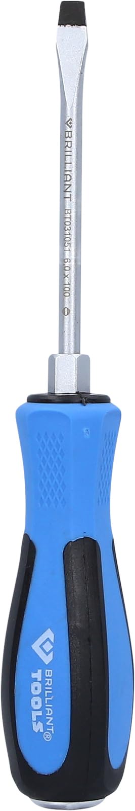 BRILLIANT TOOLS BT031051 Screwdriver Slotted with Impact Cap 6.0 x 100 mm [Powered by KS Tools]