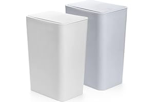 Fasmov Trash Can, 2 Pack 15 Liter / 4 Gallon Plastic Garbage Container Bin with Press Top Lid, Waste Basket for Kitchen, Bath