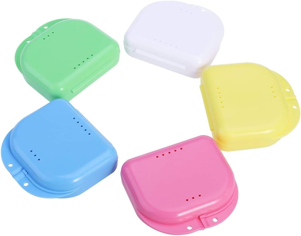 5pcs Retainer Case Mouth Guard Case Orthodontic Dental Retainer Box Denture Storage Container with Vent Holes