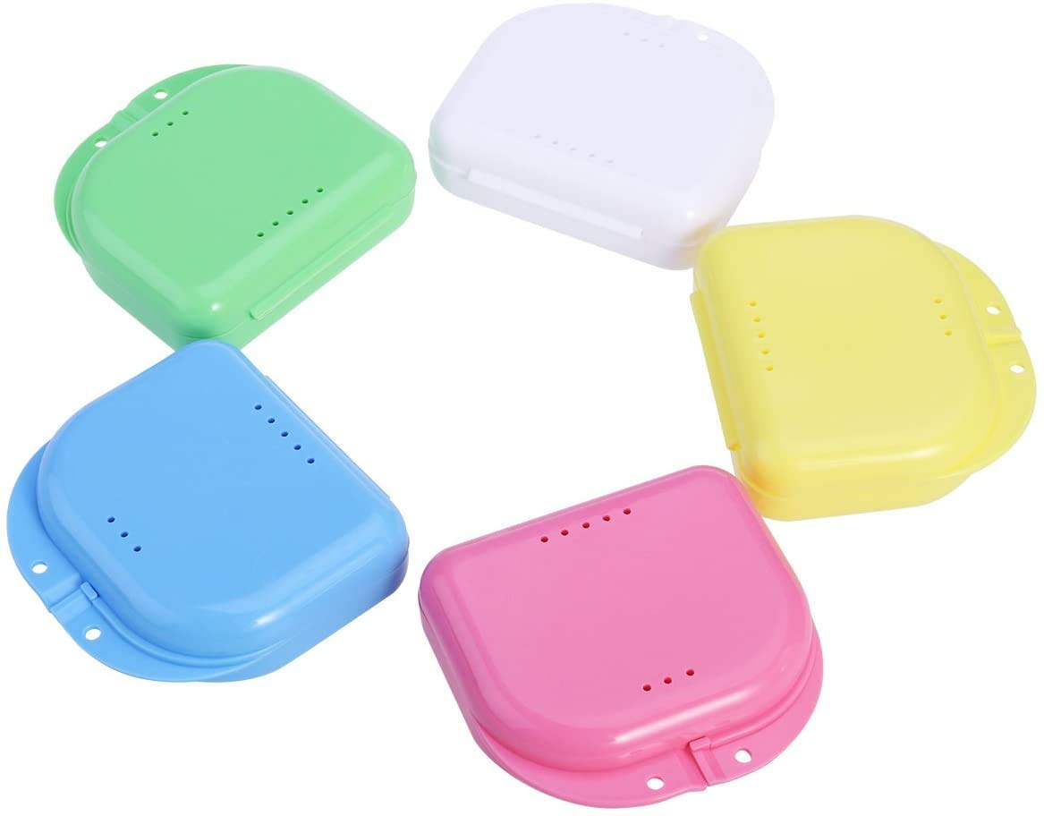 5pcs Retainer Case Mouth Guard Case Orthodontic Dental Retainer Box Denture Storage Container with Vent Holes