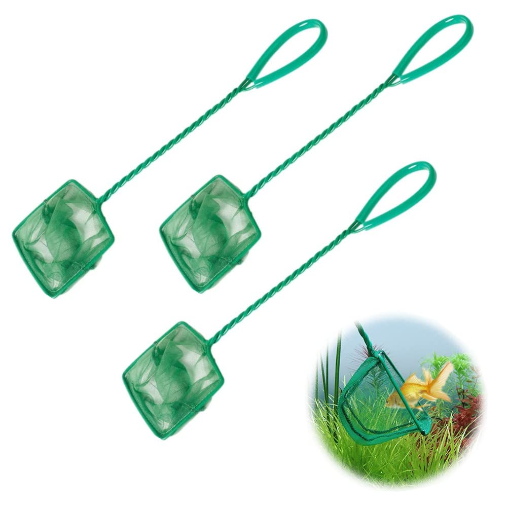 Zhouocea 3 PCS Aquarium Fish Net - Small Square Fishing Net Fine Mesh for Catching Small Fishes Shrimps or Cleaning Fish Tanks