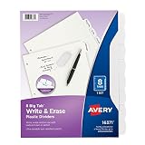 Avery Big Tab Write & Erase Durable Plastic Dividers, 8 White Tabs, 1 Set (16371)
