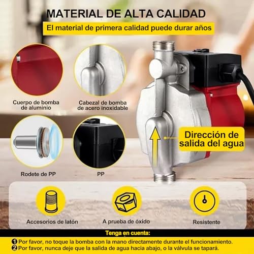 Bomba Presurizadora Automatica 1/6 Hp,110V 180W Presurizador de Agua Alto Voltaje,Bomba Presurizadora Auto y Silenciosa,Agua Mejora la presión Del En Tu Hogar para Riego Regadera Lavadora Baños