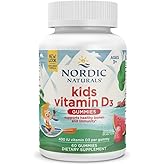 Nordic Naturals Vitamin D3 Gummies Kids, Wild Watermelon Splash - 60 Gummies - 400 IU Vitamin D3 - Bone Health, Healthy Immun