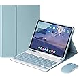 kaidisen Keyboard Case Mouse for Galaxy Tab A7 10.4 inch 2022/2020 Model (SM-T509 T500 T503 T505 T507), Detachable Cute Color Keyboard Case,Mist Blue