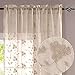 Sheer Curtains for Bedroom Flower Embroidery Voile Living Room Country Curtains Rustic Vintage Floral Embroidered Window Treatment Set Rod Pocket Pole Top 40 inch Wide 63 inch Long 2 Panels Taupe