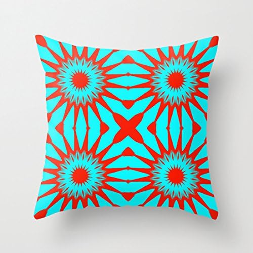 Amazon Com Turquoise Red Flowers Canvas Throw Pillow Covers