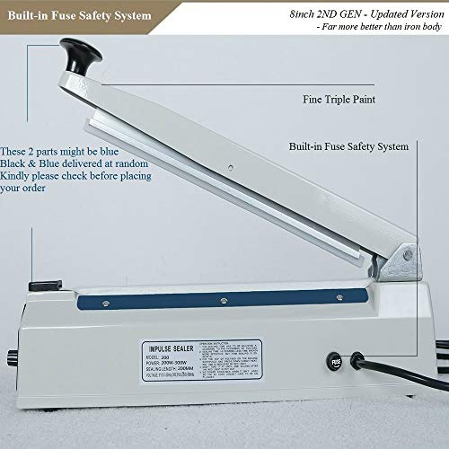 LinsnField Sealer Pro, Patented 8-inch Impulse Heat Sealer, Super Heavy Duty Bag Sealing Machine with 2 Replacements, 2 Fuses Included, White - Thumbnail 3