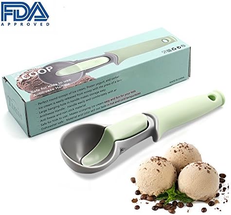 TIMIN Ice Cream Scoop with Trigger Release and Comfortable Non-slip Ergonomic Grip, Solid and Durable, Dishwasher Safe, Easy Release and Non-stick For Hard Ice Cream and Fruits, Safe For Kids