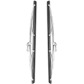 15" Classic Stainless Wiper Blades for Classic Cars/Boat Marine, Set of 2 | Vintage Style, Bayonet Type Wiper Blades, Fits 7mm Bayonet Wiper Arms, All Polished Stainless Steel, Premium Natural Rubber