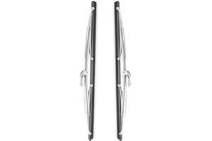15" and 15" Classic Silver Wiper Blades (Pack of 2), 7mm Bayonet (Wiper Arm) Width for Classic Cars/Boat, Polished Stainless 