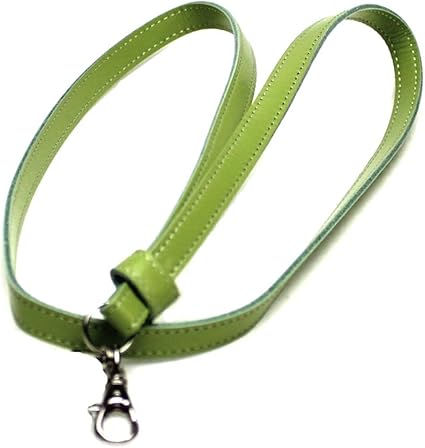 Amazon ネックストラップ 日本製 本牛革 レザー 安全パーツなし ミントグリーン 名札 ホルダー 文房具 オフィス用品