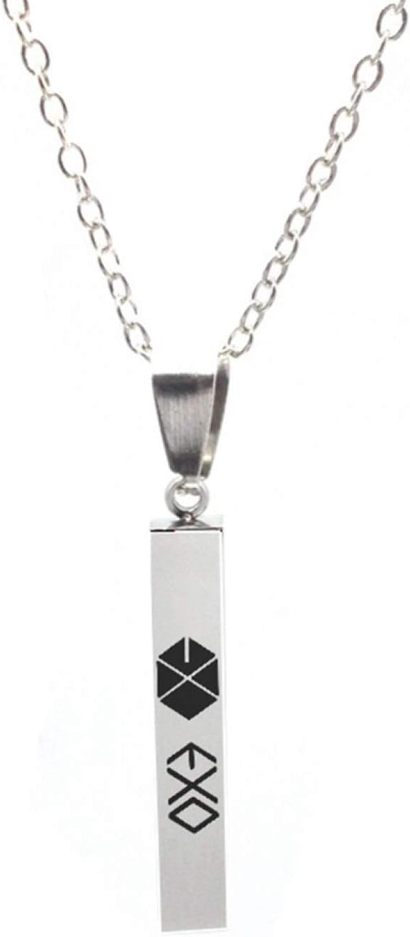 djryj Superior Kpop BTS GOT7 EXO Twice Blackpink Same Paragraph Necklace Titanium Steel Lettering Sweater Necklace Boys Girls Necklace Gifts for Fans
