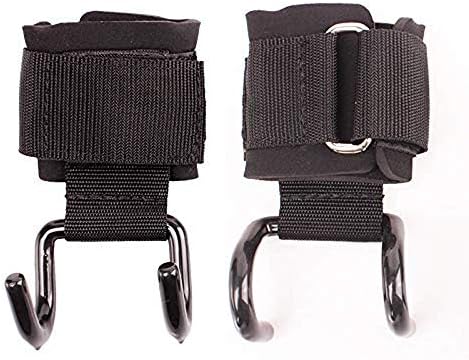 TGSEA Adjustable Strap Power Lifting Support Hooks Weightlifting Hook with Heavy Duty Wrist for Fitness Barbells and Horizontal Bar Thickened Sponge pad