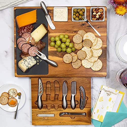 Premium Large Charcuterie Board Gift Set. Acacia Wood Luxury Cheese