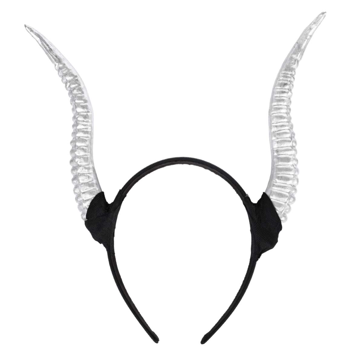 TOYANDONA Sheep Horn Headband Halloween Cosplay Fancy Dress Hair Accessory Christmas Photo Shoot Props Silver