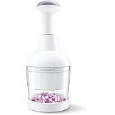 Раｍᴘеᴦеԁ СҺеf Manual Food Chopper &ndash; Hand Vegetable Chopper, Onion Chopper, Garlic Chopper, Nuts Chopper, Food Dicer Mincer &ndash; Handheld Kitchen Tool for Salad Fruits Nuts, Dishwasher Safe, White