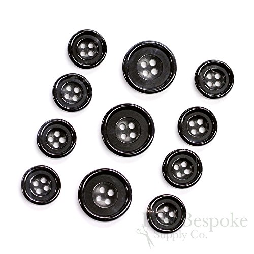Set of 11 Luxurious Black Genuine Horn Suit Buttons