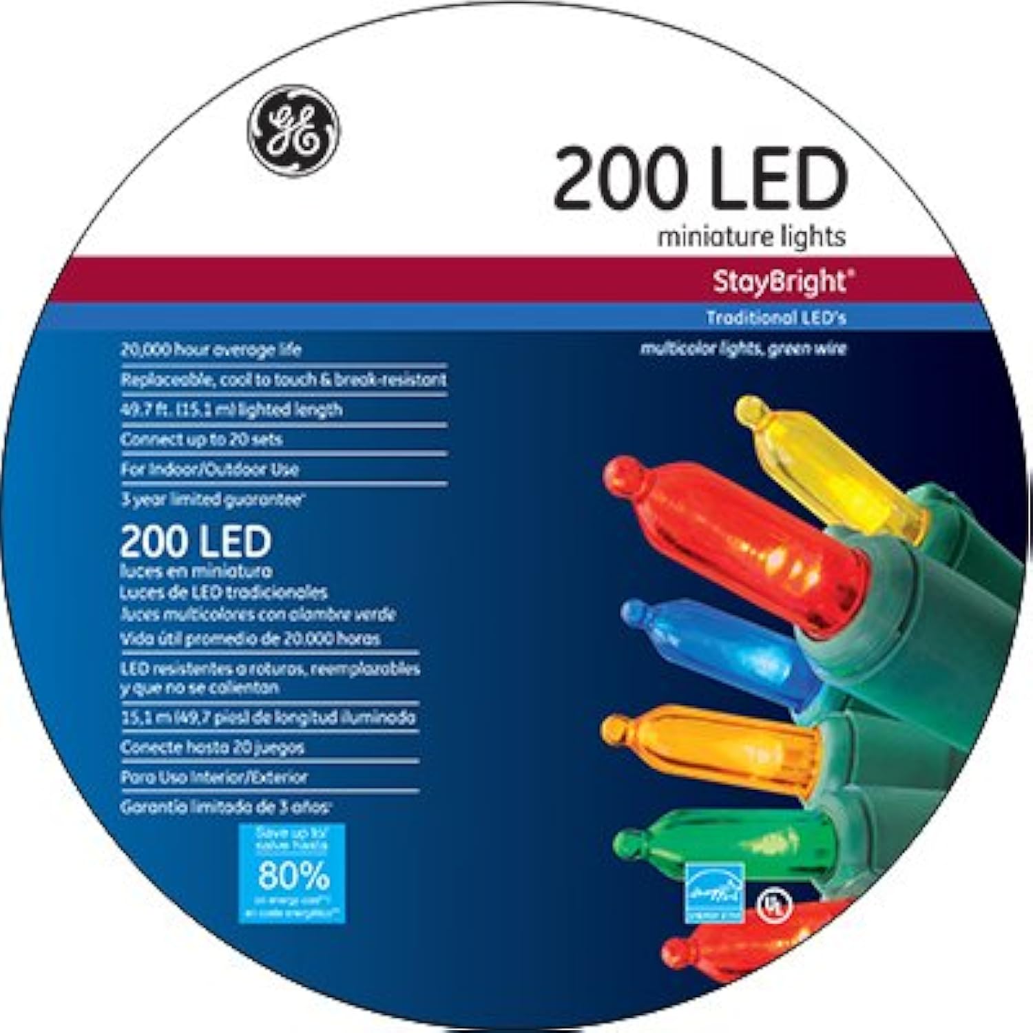 GE General Electric GE90855 Staybright Christmas Miniature LED Light